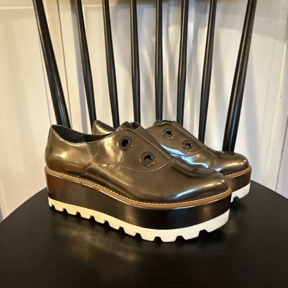 Donna Karan uri pewter metallic platform oxford size 8.5 - Picture 3 of 12